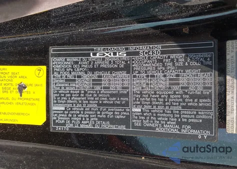 2002 Lexus Sc 430 from USA, damaged, VIN JTHFN48Y320019110